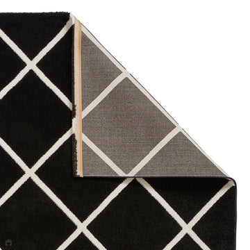 Brooklyn BRK35 Modern Geometric Diamond Soft Carved Durable Short Pile Black/White Rug-Think Rugs-Rug Love - The Most Loved Rug Store